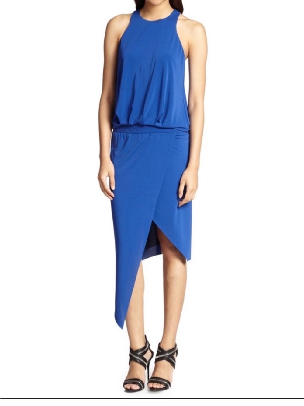 Elizabeth James Blue Sleeveless Asymmetrical Dress-small